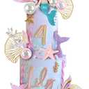 Mermaid Cake Toppers with Mermaid Shells Fishtails Balls Ginkgo Leaf for Birthday