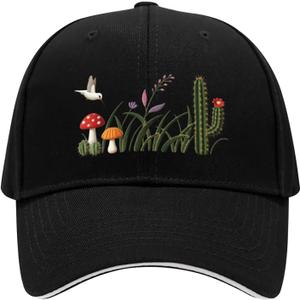 Embroidered Baseball Cap for Men Women, Breathable Cotton Adjustable Hat, Various Patterns for Casual Daily Outfits (Black)