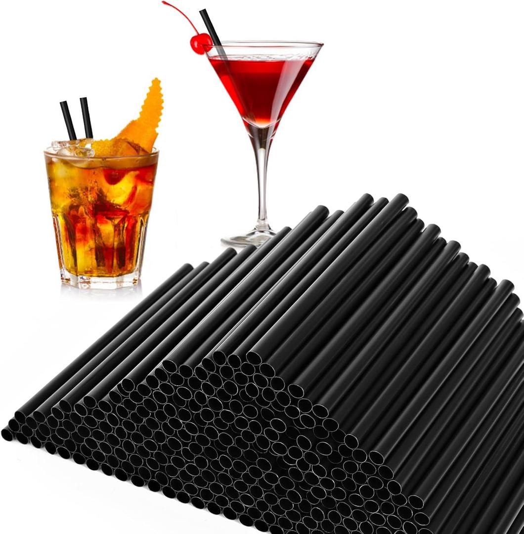 [500 Pcs] 5 Inch Black Drinking Straws - 0.24'' Diameter Disposable Plastic Straw for Coffee and Cocktail, Short Straws for Bar, Cafe, Club, Kitchen, Party, Martini, Margarita and Whiskey