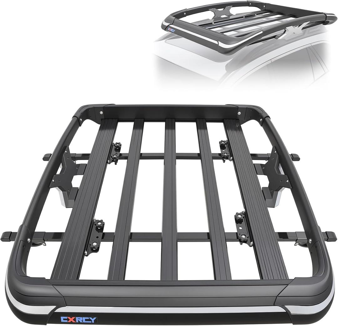 Roof Basket,Anti-Rust Aluminum Roof Basket,Universal Rooftop Cargo Carrier,Suitable for roof Racks, Equipped with crossbars,50"x37.8"x6",200lb Supports,Black