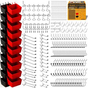ELEAD 297 Piece Pegboard Hooks Kit, Peg Board Organizer Accessories with Bins for Organizing Various Tools, Fit 1/8 or 1/4 inch Pegboard for Hanging Storage, Garage, Workshop & Craft Room