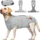 Kuoser Dog Recovery Suit for Male Dogs, Post-Surgery Bodysuit for Spay Neuter, Dog Onesie After Surgery, Anti-Licking Pet Surgical Recovery Suit (Gray L)