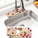 Sink Faucet Absorbing Mat, 2 Pack Drying Mat Around Faucet Sink Splash Guard Behind Faucet Sinkmat For Kitchen Bathroom Island Rv 15 * 5.5 Inch (38 * 14 cm) (Pink)