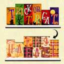 2 x Fall Halloween Office Decor Wooden Table Desk Sign Decorations Reversible Double Side Halloween and Autumn Tabletop Sign Fall Thanksgiving Centerpiece Farmhouse Decor for Home Office Party Desk (Turkey)