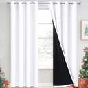 Yakamok 2 Thick Layers Pure White 100% Completely Blackout Curtains Thermal Insulated Room Darkening Drapes for Bedroom(52Wx84L, Pure White, One Pair)