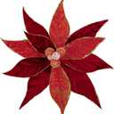 Hollyone 2PCS Poinsettia Christmas Flowers Artificial 11" Large Velvet Red Glitter Poinsettia Flowers Christmas Tree Ornaments Floral Picks for Tree Wreath Garland Vase Table Centerpiece Home Decor