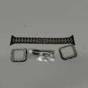 Mosonio Compatible with Apple Watch Band 38mm 40mm 41mm 42mm 44mm 45mm 46mm 49mm with 2 Pack Case Women, Jewelry Replacement Metal Bands Strap with Bling PC Protective Case for iWatch Ultra SE Series 10/9/8/7/6/5/4/3/2/1 (Black)