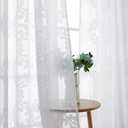 Aiyufeng White Sheer Curtains 63 Inch Length 2 Panels Set, 3D Floral Clip Jacquard Light Filtering Semi Sheer Curtain Transparent Window Drapes for Bedroom Living Room, 54Wx63L Inch