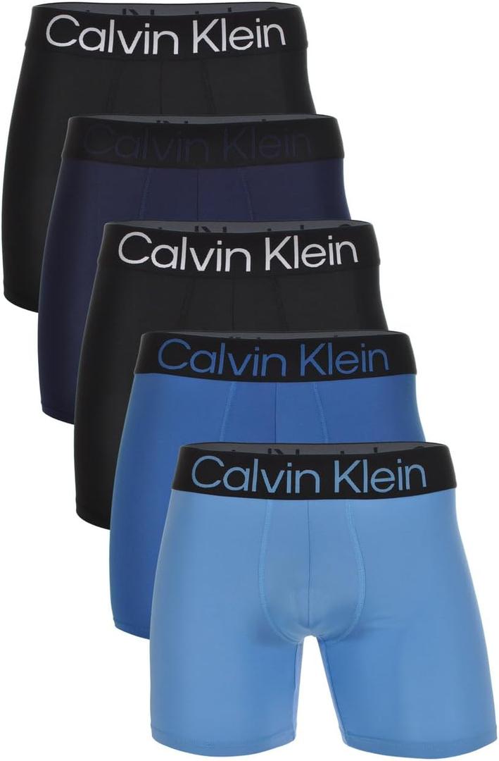 Calvin Klein Microfiber 5-Pack Boxer Briefs (Medium, Black/Silver)