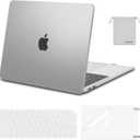 MOSISO Compatible with MacBook Air 13 inch Case M1 Chip 2021-2018 Release A2337 A2179 A1932, Plastic Hard Shell & Keyboard Cover & Screen Film & Storage Bag for MacBook Air 13.3 inch Case, Frost