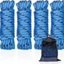 Double Braided Nylon Dock Lines Rope, 1/2 Inch x 15 FT Dock Line with 12 Inch Eyelet for Mooring Boats, Blue and Black (4 Pack)