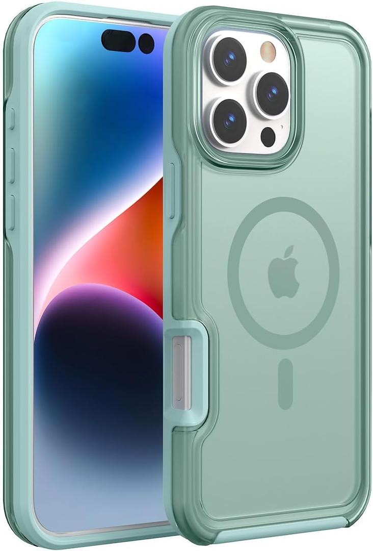 ArtsEvo Strong Magnetic for iPhone 16 Pro Max Case, Compatible with MagSafe, 360 Military-Grade Protection, Slim Translucent Matte Phone Case, Cyan-Blue