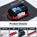 Zeee 2S Lipo Battery 850mAh 7.4V 50C Soft Pack RC Battery with JST Connector for FPV Drone Quadcopter Airplane RC Boat Helicopter RC Car RC Models(2 Pack)