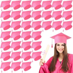 JaGely 36 Pcs Adult Graduation Cap with Tassel Felt Grad Hat for Men Women Bachelor Master College Costume Accessory(Pink)