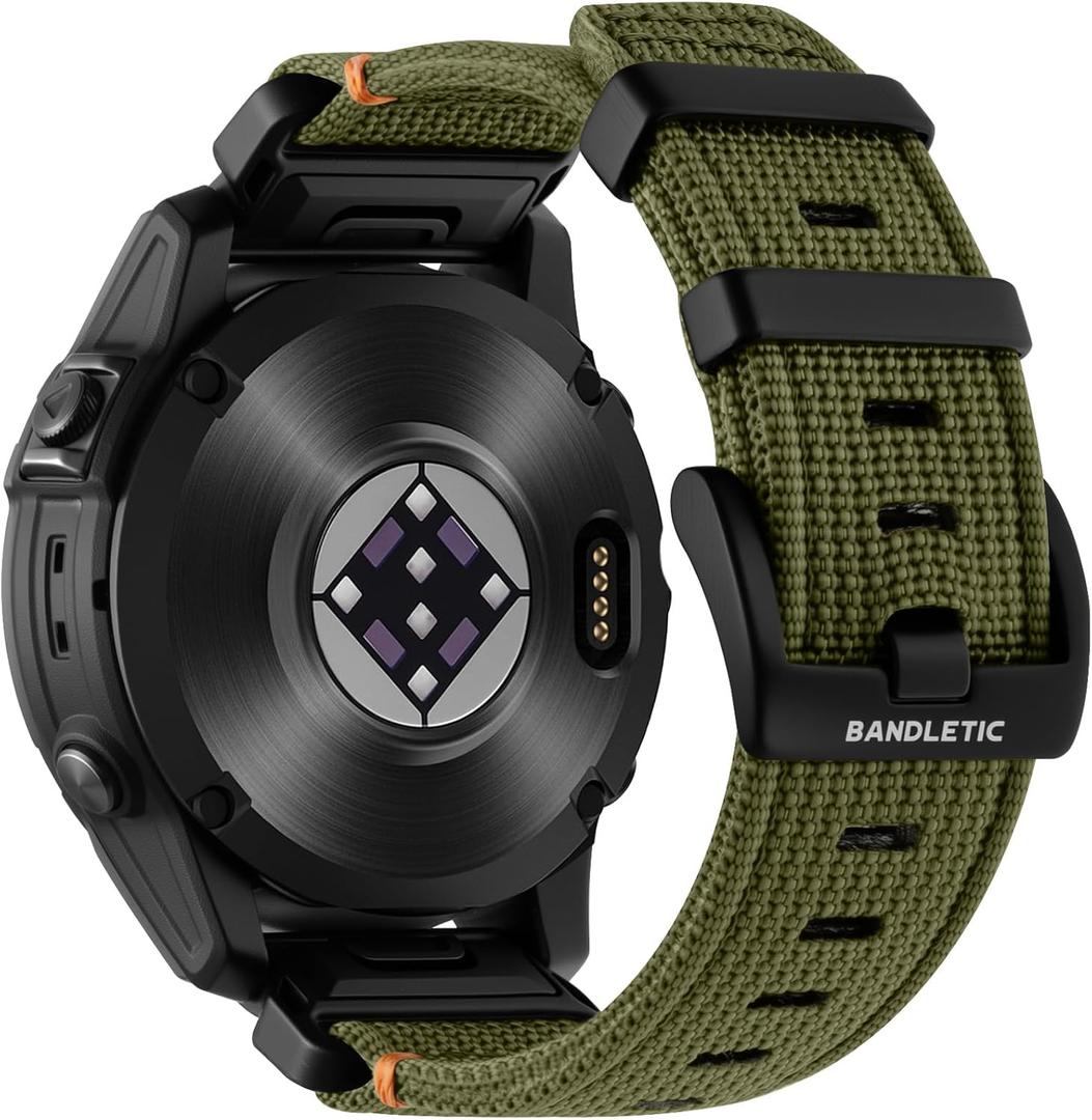Bandletic Compatible with Garmin Instinct Watch Bands - 22mm Quick Fit Rugged Nylon Strap for Fenix 8 E 47mm/7 6 Pro/5 Plus/Instinct 2 3 E 45mm /Forerunner 965/955/945 /Approach S70/S62/S60/Epix Pro
