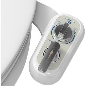 Left Handed Bidet Attachment for Toilet - Self-Cleaning control panel on left side Dual Nozzle (Frontal & Rear Wash) Non-Electric Adjustable Water Pressure, Water Bidet Toilet Seat Attachment