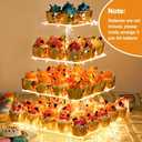 YestBuy Cupcake Stand with Yellow Led Lights, 4 Tier Cupcake Stand for 50 Cupcakes, Acrylic Cupcake Tower Stand, Clear Tiered Cupcake Holder for Birthday Cady Bar Décor Weddings, Parties Events
