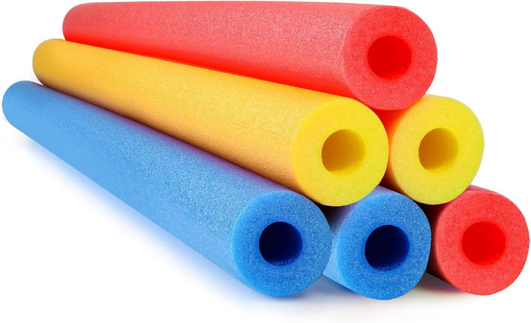 Hanaive 6 Pack Pool Noodles Swimming Floating Foam Tube 52 Inch Hollow Swim Noodles Bulk Floats Heavy Duty for Swimming Decoration Craft Projects Multi-Purpose