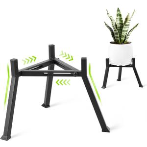 Metal Plant Stand Indoor Outdoor- Anti-Rust Metal Plant Stand, Stable Corner Plant Stands Fits 5.9 to 8.7 Inches Pots, Adjustable Heavy Duty Plant Pot Flower Holder for Patio, Garden, Home, Black - 1 Pack