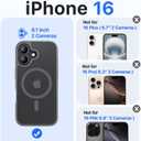 Magnetic for iPhone 16 Case, [Compatible with MagSafe][Military-Grade Drop Protection][Anti-Yellowing] Shockproof Protective Translucent Matte Cover for iPhone 16 Phone Case,Gray