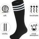 Zando 4 Pairs Kids Soccer Socks Athletic Youth Boys Girls Knee High Socks | Breathable, seamless toe cotton, soccer socks, youth baseball socks, girls knee high socks, school uniform sports. (Black, XXL)