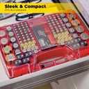 Ontel Battery Daddy Storage & Organizer Case w/Tester, Stores & Protects Up to 180 Batteries, Double-Sided, Clear Locking Lid, Secure Latches & Portable Carrying Handle - Red (Batteries Not Included)