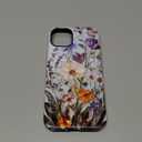 LUHOURI for iPhone 15 Plus Case,Wireless Charging Compatible,Dual-Layer - Soft Silicone Inner + Hard Outer Shell,Cute Wildflower Design,Protective Phone Cover for Women - Marble Pressed Flowers