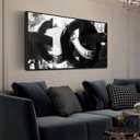 Ouzzlie Large Black and White Wall Art Abstract Wall Decor 24" x 48" Living Room