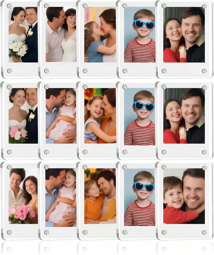 10 Pack Acrylic Fridge Magnetic Frame for Polaroid, Ultra Clear 2.36x3.54" Mini Picture Frames for Instax Mini, Double Sided Photo Refrigerator Polaroid Magnet Picture Frame, Picture Display Frame