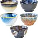 Koudai Small Bowl Set of 5,Deep Ceramic Bowls in Japanese Colors, Perfect for Cooking Prep, Eating,Serving, Stackable and Luxurious Design