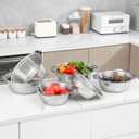 304 Stainless Steel Microporous Colander with Handle, Rice Washers Microporous Strainer Set For washing vegetables, fruits and rice, and draining cooked pasta.