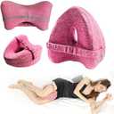 Wudmew Alignment Pillows for Side Sleepers, 2025 New Smooth Spine Pillow for Side Sleeping, Memory Foam and Knee Pillow for Side Sleepers, Relieves Low Back Pain (Pink)