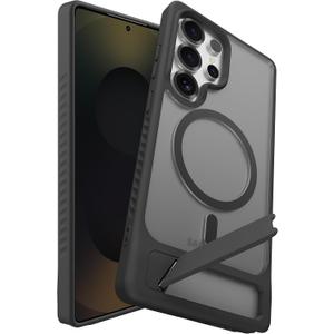 Magnetic for Samsung Galaxy S25 Ultra Case with Kickstand, Compatible with Mag-Safe, Slim Shockproof Grippy Translucent Matte Phone Cover, Built in Invisible Stand, Black