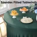 8 Pack Hunter Green Round Spandex Tablecloth for 60 inch Table, Stretchy 120inch Fitted 5FT Round Table Cloths Dark Green, Wrinkle Free Table Cover with Skirt for Wedding Party Dining Banquet