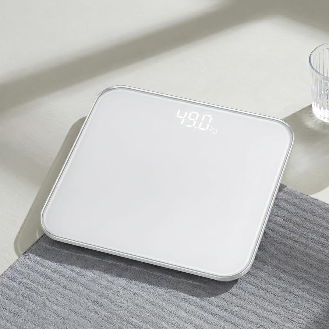 Digital Scale for Body Weight, Highly Accurate Bathroom Scale with Invisible LED Display & Step-On Technology, Shatter-Resistant Tempered Glass & Anti-Skid Base for Home Gym, 400 lbs