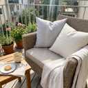 SYSLOON Linen Throw Pillow Covers Set of 2,24x24 Pillow Covers,Light Blue
