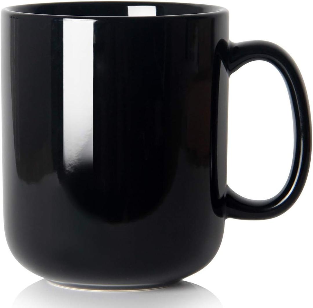 20 OZ Large Coffee Mug, M016 Plain Ceramic Boss Big Tea Cup with Handle for Dad Men, Black