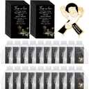 60 Set Funeral Ribbon Dove Pins Funeral Favors for Guests Awareness Lapel Pin Brooch with Prayer Cards Organza Bags for People in Mourning Remembrance Memorial (Black)