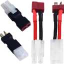 2Pairs Tamiya Connector to T Plug Adapter Cable for RC Cars Lipo/NiMH Battery Charging ESC Connection