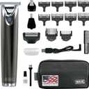 WAHL USA Stainless Steel Lithium Ion 2.0+ Slate Beard Trimmer for Men - Electric Shaver, Nose Ear Trimmer, Rechargeable All in One Men's Grooming Kit - Model 9864