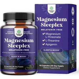 High Absorption Magnesium Sleep Supplement - Rest Support Magtein Magnesium L-Threonate and Apigenin Theanine for Sleep and Rest for Women & Men - Mg L-Threonate Melatonin Free Sleeping Aid - 90 Ct