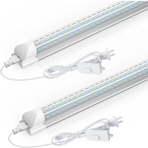 CNSUNWAY LED Shop Light 2FT, 24W 3600LM 6500K Super Bright, D-Shape, T8 Integrated LED Light Fixture, Linkable Utility Shop Lights for Cabinet, Workbench, Basement, Garage, 2-Pack