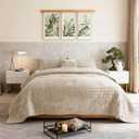 Quilt Set Oversized King Size 120x120 Luxurious Velvet Bedding Sets with 2 Pillow Shams 20x36 3 Pieces Ultra Soft Quilted Bedspread Coverlet Comforter for All Season,Beige | Luxury Cozy, Soft Microfiber, Breathable, Pet Friendly, All Season, machine-washable, Super King-120x120