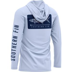 Southern Fin Apparel Performance Fishing Hoodie Shirt for Men Women UPF UV 50+ Lightweight With Hood (Small, Arctic Blue)