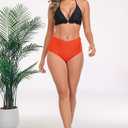 Halcurt Women's High Waisted Swim Bottoms (Available in Plus) Full Coverage Bikini Swimsuit Bottoms (Orange, M)