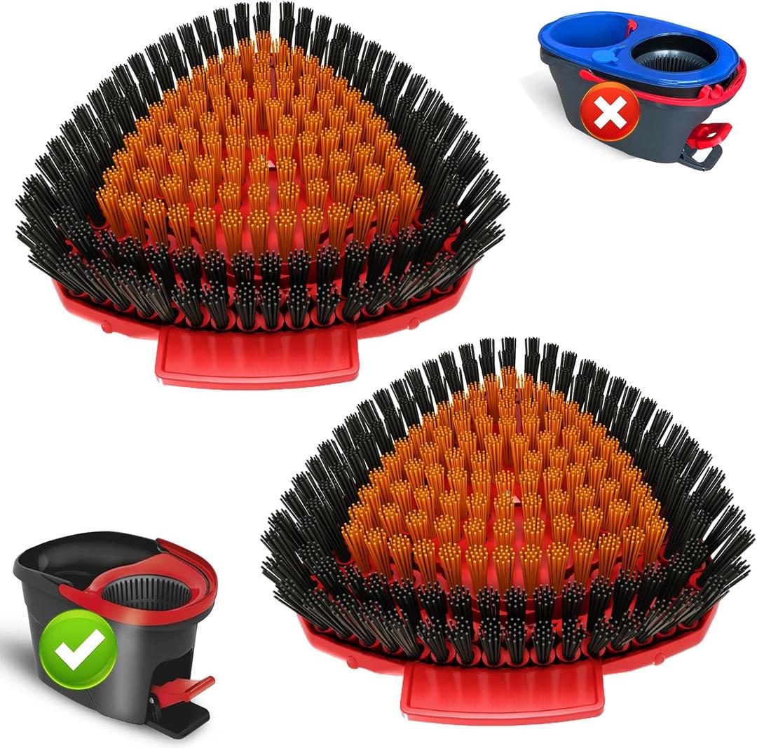 2 Pack Upgraded Spin Mop Replace Scrub Brush Compatible with O Cedar EasyWring 1 Tank, Great for Kitchen, Deck, Bathroom and Shower Floor Scrubber Head