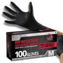 Venom Steel Industrial Nitrile Gloves, Chemical Resistant Disposable Black Gloves, Latex-Free, Powder-Free, Textured Grip, Heavy Duty Two-Layer Protection, 6 mil,Medium, 100 Count (M)