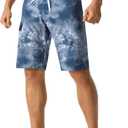 unitop Men's Bathing Board Trunks Beach Shorts Holiday Hawaiian Colorful Striped (Blue)