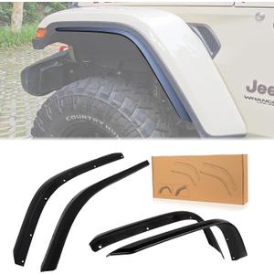 Front & Rear Fenders Flares Extension for 2018-2024 Jeep Wrangler Rubicon, Rubicon 4XE, Rubicon X 4XE, Installed on the Original Fender Flares (Not Fit Low-Rise Flares)