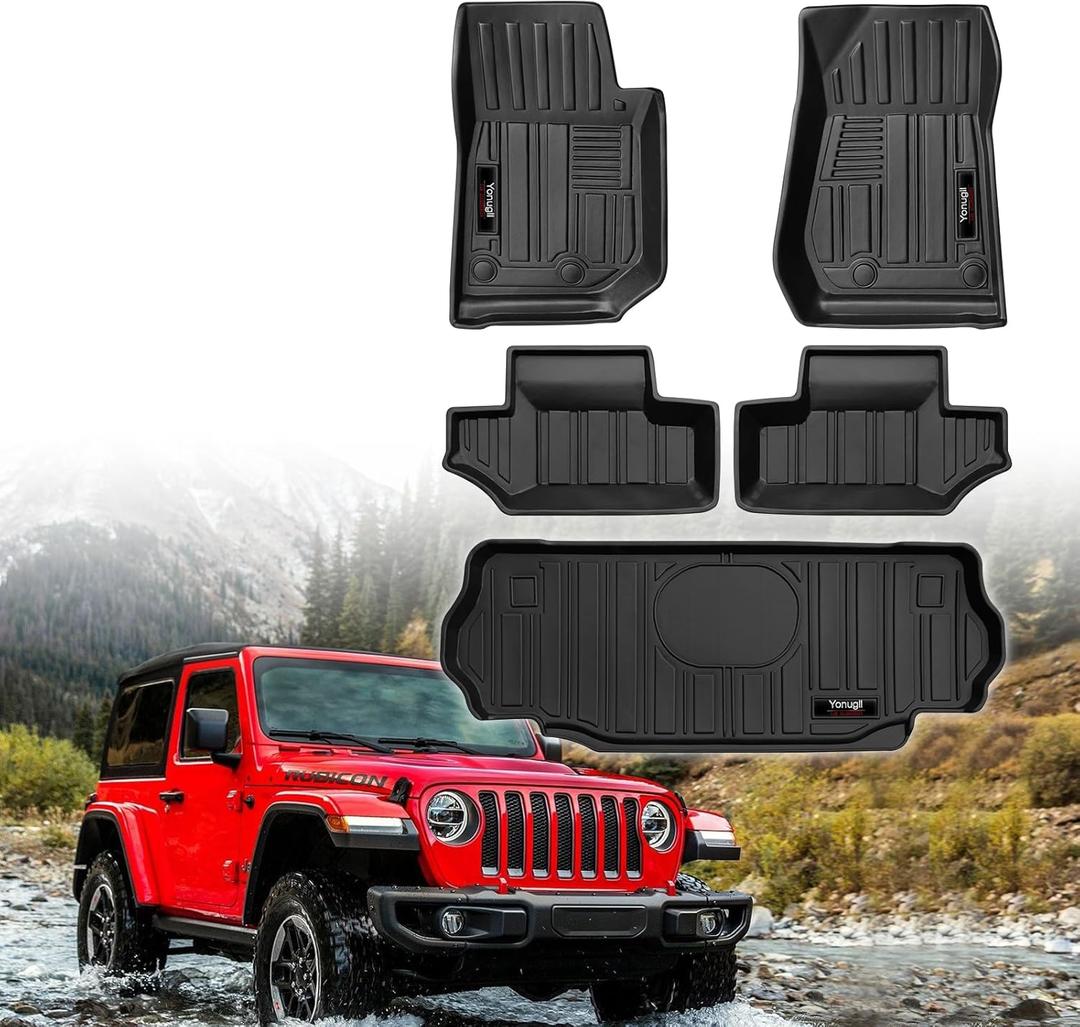 Custom Floor Mats & Cargo Trunk Liner for 2007-2018 Jeep Wrangler JK 2 Door Accessories All Weather TPE Rubber Protection Mat (for 2007-2018 Jeep Wrangler JK 2 Door)